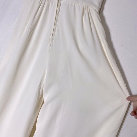 Vintage Diamond Tea Gown Cream Sleeveless Cropped Wide Leg Culotte Jumpsuit M - Picture 10 of 16